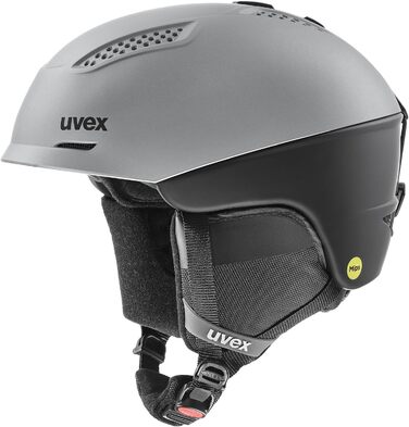 Гірськолижний шолом uvex Ultra MIPS для жінок і чоловіків, міцний, змінна підкладка, 55-59 см, сірий-чорний матовий