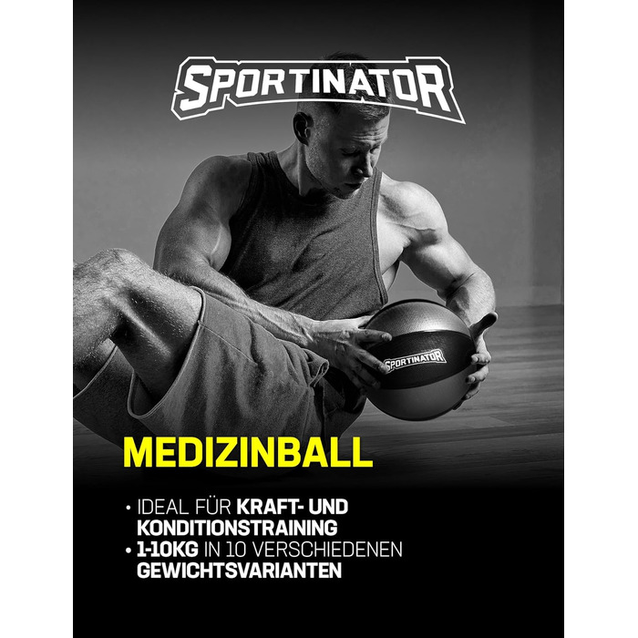 Медичний м'яч SPORTINATOR 3 кг, сірий/чорний, для силових та функціональних тренувань