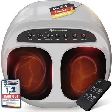 Електричний масажер для ніг преміум-класу | EMS масажер для ніг з функцією Shiatsu, вібрації та підігрівом. Покращує кровообіг, знімає біль при п'яткової шпори та нейропатії. Підходить для розміру ноги до 45. Білий колір