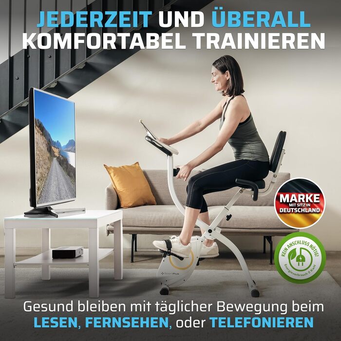 Складний велотренажер SportPlus для дому - тихий Hometrainer для занять спортом вдома, компактний велобік з підтримкою додатків
