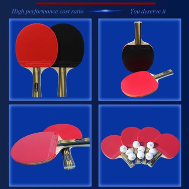 Набір для пінг-понгу MAPOL для 4 гравців: 4 ракетки, 8 + 100 м'ячів, для гри в приміщенні та на вулиці