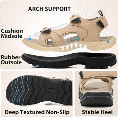 Чоловічі сандалі ARRIGO BELLO для трекінгу та пляжу, на липучці, колір світло-коричневий, розмір 46 EU