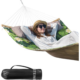 Гамак великий для 2 осіб на відкритий простір, 3м, з м'якою тканиною, складаний, з подушкою, сумка, до 204 кг, зелений