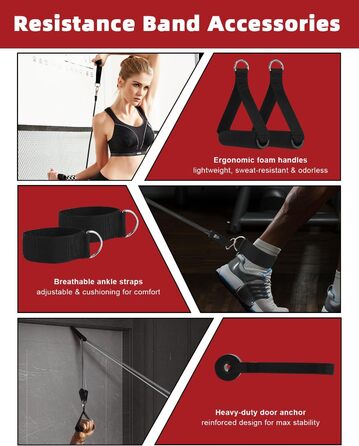 Набір фітнес-гумок 6 шт., гумки для фітнесу з 6 рівнями опору 270 LBS, з дверними фіксаторами, ручками, кісточками, ідеально підходить для нарощування м'язів, пілатесу, фізіотерапії для домашнього спортзалу та тренувань на відкритому повітрі