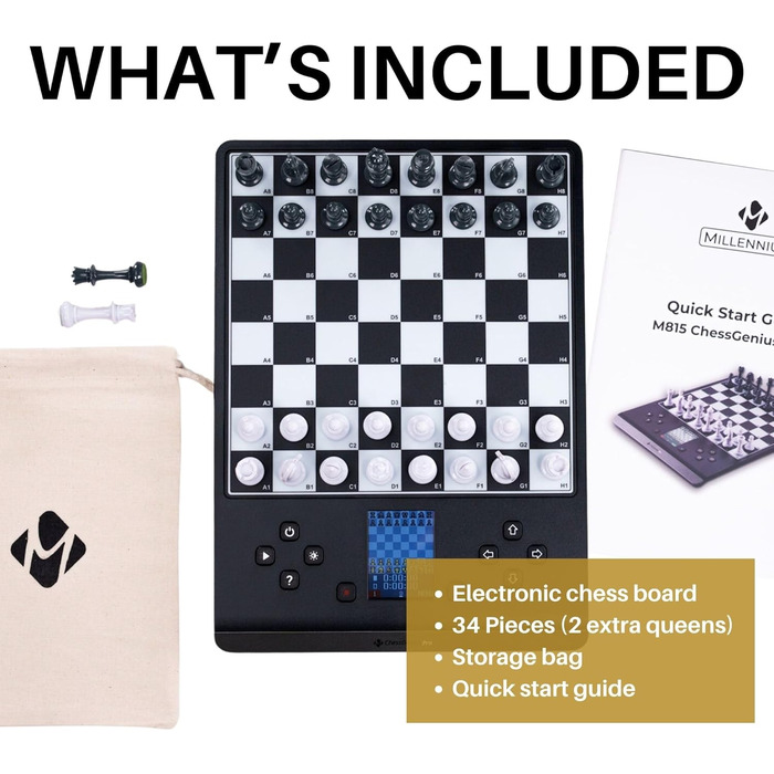 Шаховий комп'ютер MILLENNIUM ChessGenius Pro 2024 M815 — ідеальний електронний шаховий комп'ютер для любителів і професіоналів, з оновленим процесором, функцією навчання та зручним управлінням