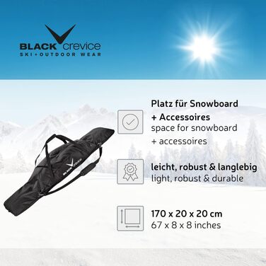 Чохол для сноуборду Black Crevice Powder, з додатковою зовнішньою кишенею, міцний, з м'яким плечовим ременем і ручкою, рюкзак для сноуборду, чорний