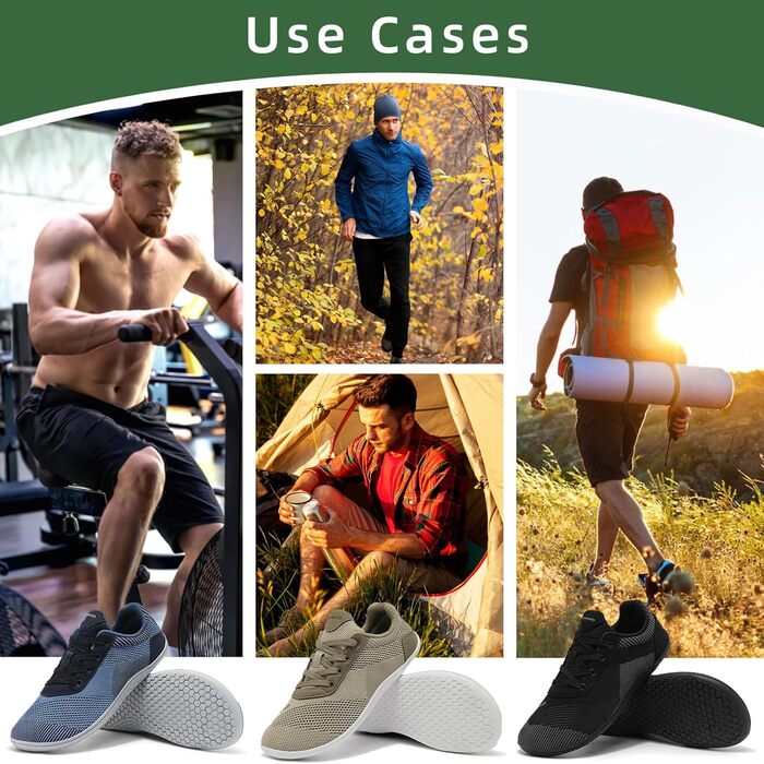 Легкі дихаючі кросівки Barfußschuhe для жінок та чоловіків | Широка передня частина, підошва 4 мм, антиковзаючі | Для спорту, відпочинку, повсякденного носіння (39 EU, Синій)