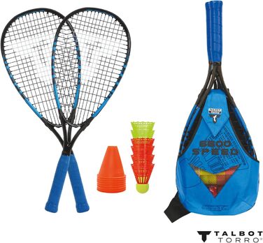 Набір для спід-бадмінтону Talbot Torro Speed 6600: 2 алюмінієві ракетки 58,5 см, 5-6 вітростійких воланів, конуси для розмітки, LED рюкзак
