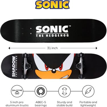 Скейтборд круїзер Sonic The Hedgehog 78,7 см з ABEC 5 підшипниками - Дитячий скейтборд
