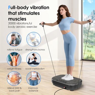 Вібраційна платформа для тренувань: 120 рівнів інтенсивності, 10 режимів, LED-дисплей, дистанційне керування, до 200 кг