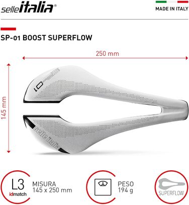 Сідло для велосипеда Selle Italia SP-01 Boost Superflow, біле, унісекс, універсальний розмір