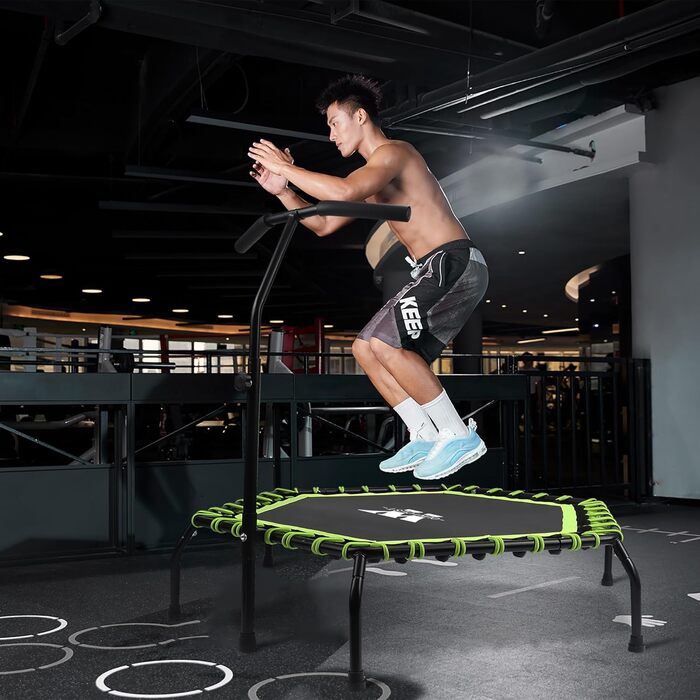 Трамплін для фітнесу 112 см, міні-трамплін для дому, регульована ручка (3 положення), система пружин, до 150 кг