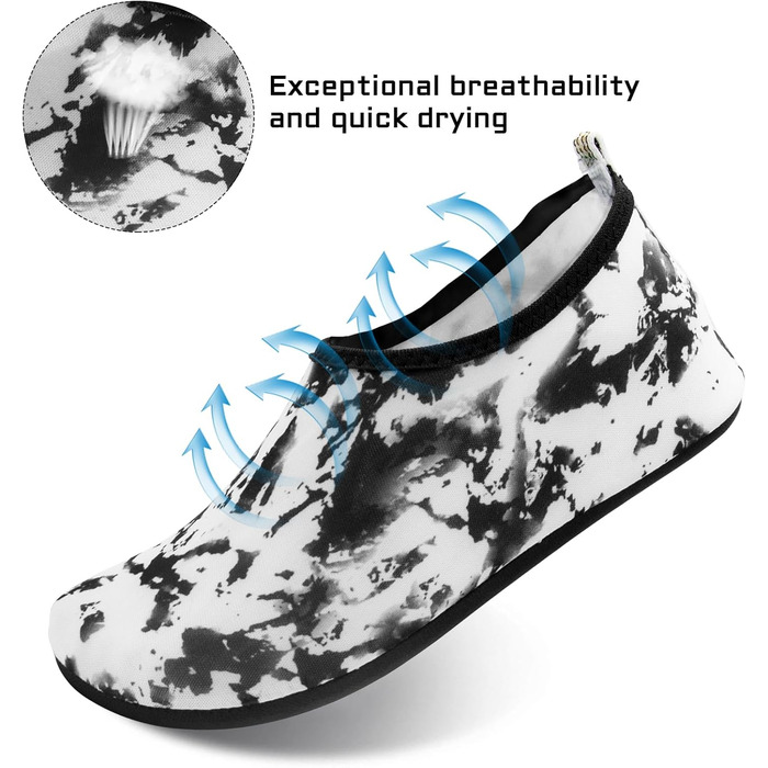 Водні шкарпетки для чоловіків та жінок, шкарпетки для плавання, йоги, аквашузи, пляжні шкарпетки, швидко сохнуть, Slip-on, дихаючі, шкарпетки для плавання, Outdoor, розміри 34-45 EU (34/35 EU, Tie Dye Black)