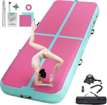 Гімнастичний надувний мат FBSPORT Airtrack 10/20 см, посилений, з насосом і сумкою, для дому, йоги, спорту, 2-6 м