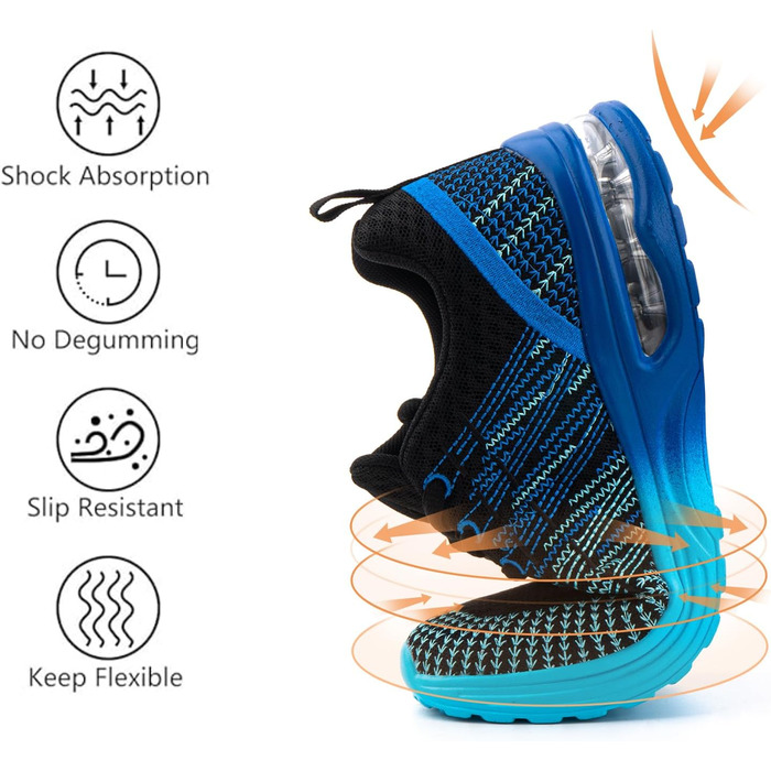 Жіночі кросівки для бігу Hitmars: спортивне взуття з повітряною подушкою, дихаюче, антиковзне, легке, для бігу по вулицях, снікерси, для джогінгу, фітнесу та ходьби. Розміри EU 36-42 (блакитні, 42 EU)