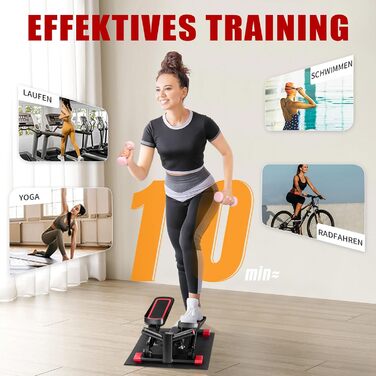 Міні степер LEADZM з безшумним покриттям для дому, 2 в 1 з гумкою, LCD дисплеєм, таймером, підрахунком калорій, для тренування ніг/рук, чорно-червоний