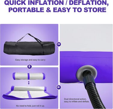 FBSPORT Airtrack Matte - килимок для гімнастики та йоги, 10/20 см, з насосом та сумкою