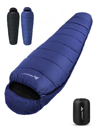 Спальник Forceatt Winter -7℃ до 20℃ (2.4 кг, 210x80 см) Мумія, легкий 4 сезони, водонепроникний, для кемпінгу, туризму, блакитний