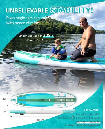 Надувна SUP-дошка BEYOND MARINA 320×81×15 см з веслом, сидінням, рюкзаком, насосом для сап-серфінгу та водного спорту