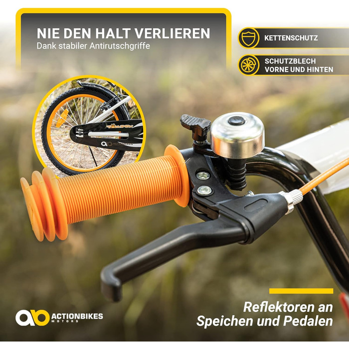 Дитячий велосипед Actionbikes 12/16/20 дюймів, V-Brake, з крилами, для хлопчиків і дівчаток, від 2 до 9 років