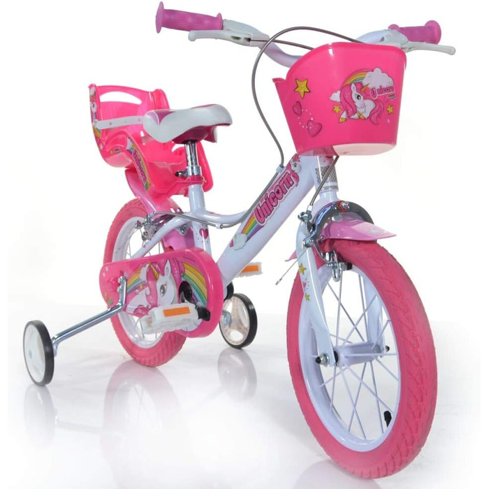Дитячий велосипед Dino Bikes 144R-UN Einhorn, білий/рожевий, одношвидкісний