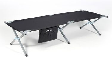 Розкладне ліжко 24MOVE® для кемпінгу та відпочинку на природі, 210x72x45 см, чорне, до 200 кг