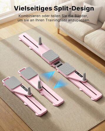 Реформатор для пілатесу MERACH – багатофункціональний тренажер для дому з еластичними стрічками, наколінниками, 120 кг, рожевий