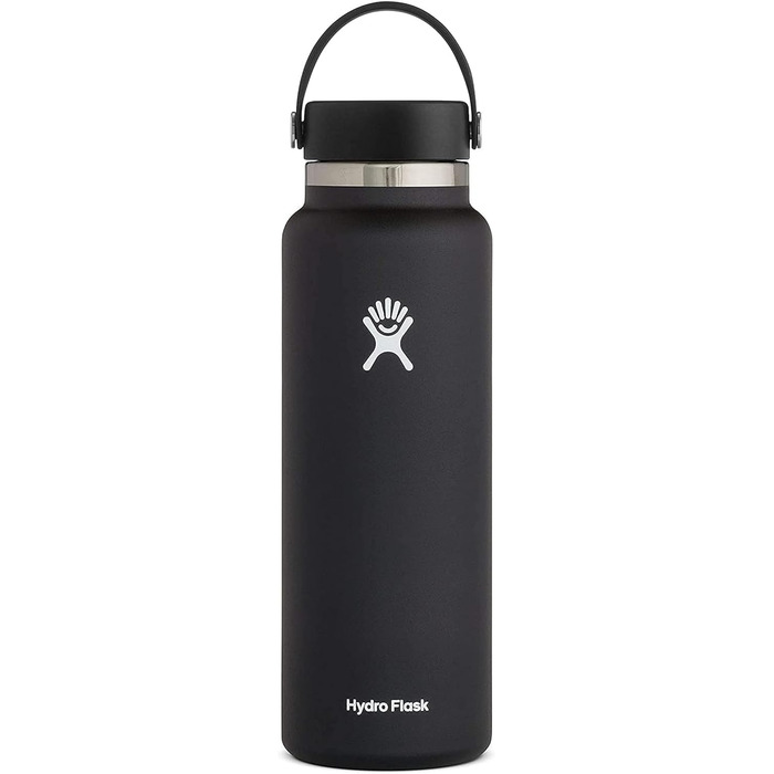 Термобутилка HYDRO FLASK 1180 мл із нержавіючої сталі, ізольована спортивна пляшка з герметичною кришкою Flex Cap, підходить для миття в посудомийці, чорна