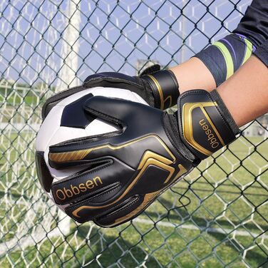Воротарські рукавиці JOYJ з FingerSave, дитячі унісекс, для футболу, Super-Grip, товстий латекс, чорні (5)