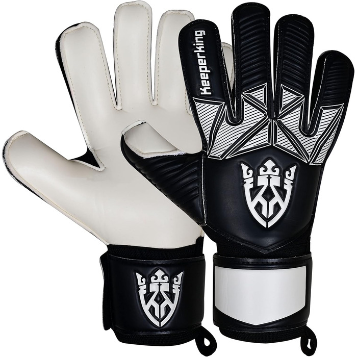 Воротарські рукавички Keeperking для дітей, юніорів та дорослих. Без пальців, 4 мм, латекс, унісекс, чорно-білі (3)