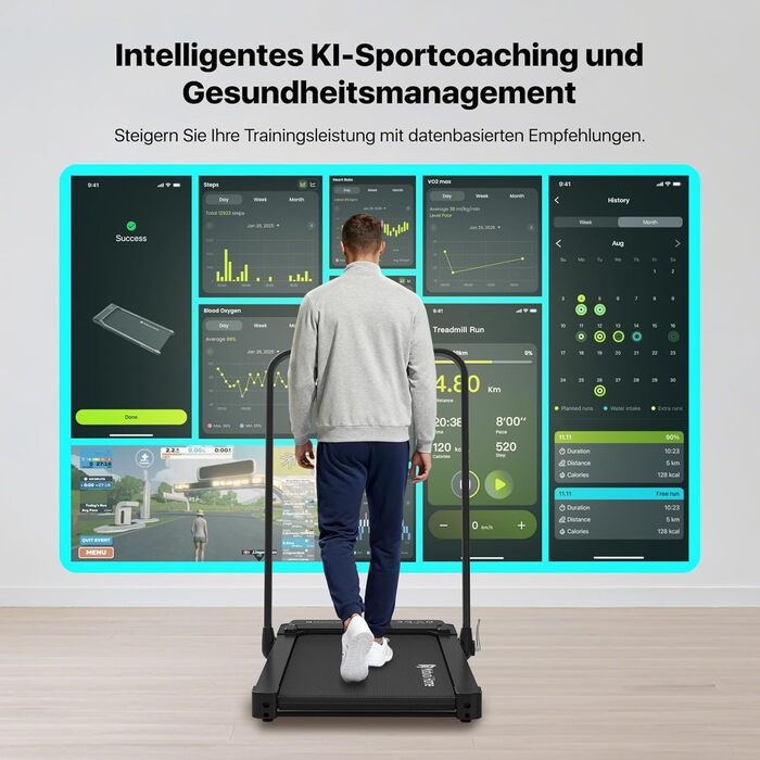 Беговая дорожка Mobvoi Home с искусственным интеллектом 3-в-1 для дома и офиса. Складний біговий тренажер з LED-дисплеєм, швидкістю 12 км/год, навантаженням до 120 кг та кутом нахилу 6% (TicSports, Zwift, Kinomap)