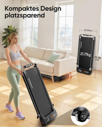 Біговий тренажер 6-в-1 для дому, складаний, з регулюванням нахилу 10% та ручками. Макс. вага 135 кг, LED-дисплей, пульт ДУ та додаток. Без встановлення (Чорний/Помаранчевий)