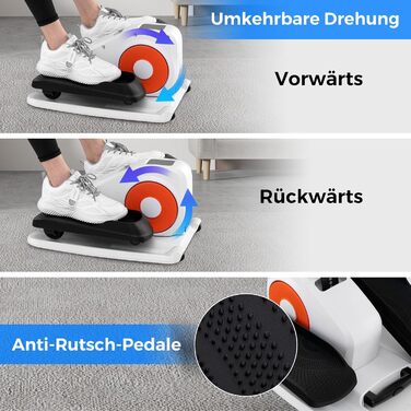 Міні еліптичний тренажер COSTWAY під стіл, електричний крос-тренажер з LED-дисплеєм та пультом дистанційного керування, кардіо-тренажер степер для дому, портативний педальний тренажер для дорослих та літніх людей (білий)