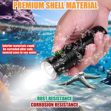 Ліхтар налобний DRIONO 1000 люмен, водонепроникний IPX8 (60м), алюміній, з акумулятором та зарядним пристроєм