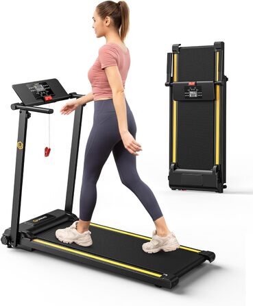 Бігова доріжка UREVO для дому, 2,25 к.с., складана, 12 HIIT режимів, компактний міні-тренажер для дому та офісу, економія місця, розширене бігове полотно, LCD-дисплей, легке складання