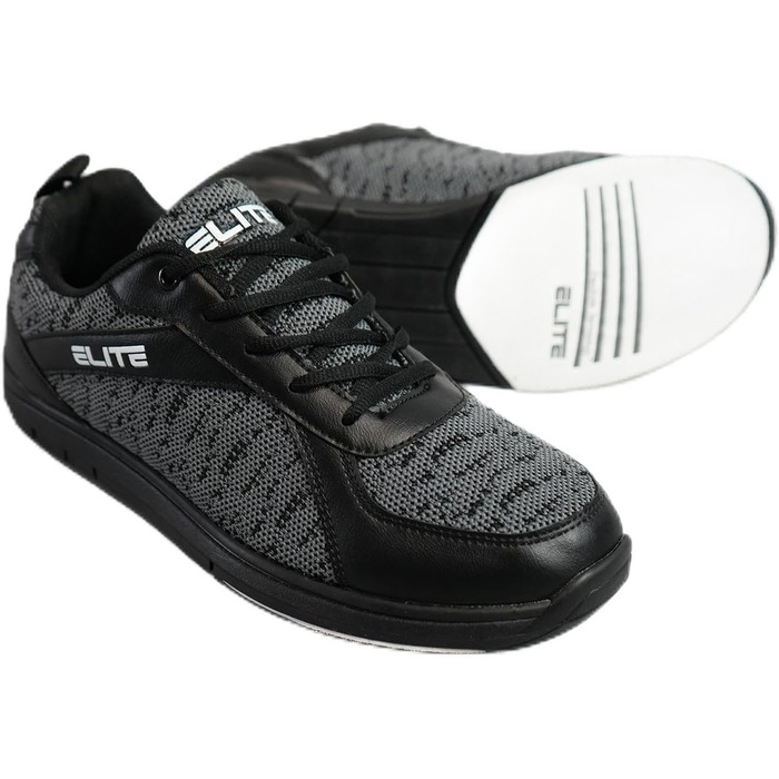 Чоловічі боулінгові черевики ELITE Pinnacle – легкі, універсальні, комфортні, преміум-якість, сірі, камуфляжні, 48 EU, 47.5 EU, широкі, чорні, сірі