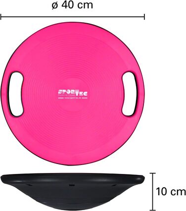 Балансувальна дошка Sport-Tec з ручками, 40 см, рожева для фітнесу