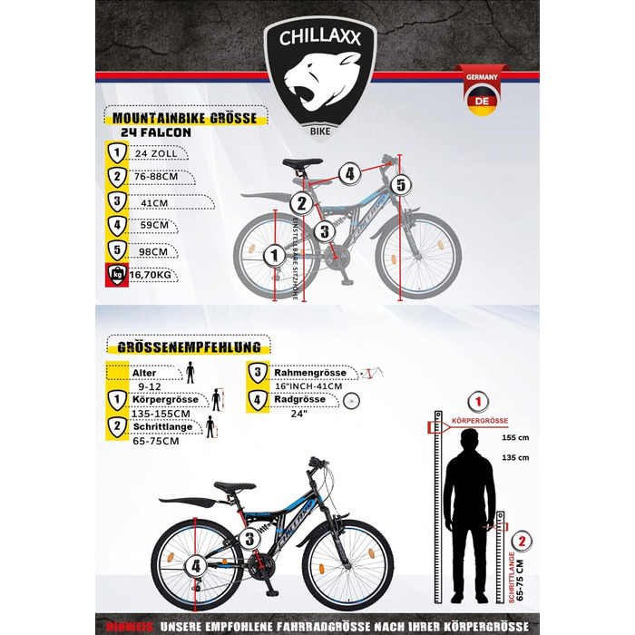 Гірський велосипед Chillaxx Bike Falcon, 24/26/27.5/29 дюймів, для хлопців, дівчат, жінок і чоловіків, дискові гальма, 21 швидкість, повна амортизація, чорний/лайм, V-гальма
