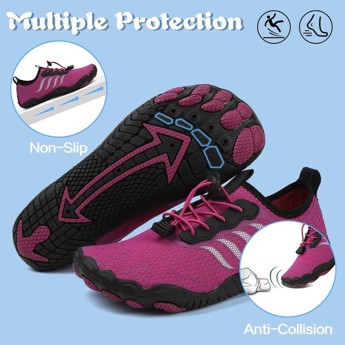 Чоботи для плавання чоловічі та жіночі, аквашузи, шкарпетки для плавання, літні, швидковисихаючі, для серфінгу, розмір 38 EU, фіолетовий