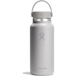 Гідрофляга HYDRO FLASK Wide Mouth 946 мл – ізольована спортивна пляшка з нержавіючої сталі з кришкою Flex Cap, не протікає, для води, термобутилка, колір Birch, можна мити в посудомийці