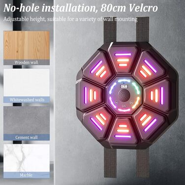 Музична бокс-машина Hocomay з LED, Bluetooth, 9 швидкостей і 10 режимів, тренажер для боксу з рукавичками для домашніх тренувань і фітнесу