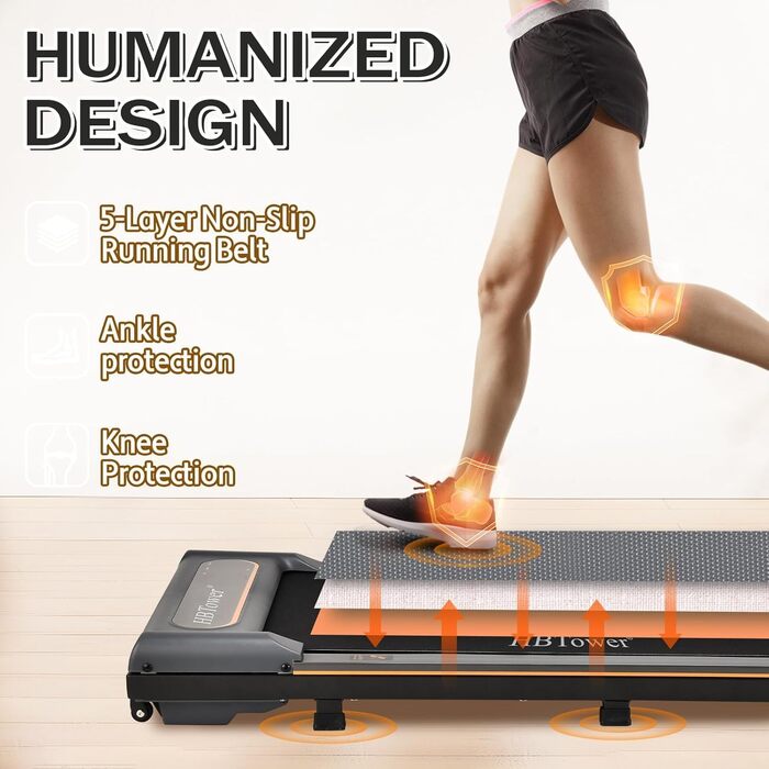 Walking Pad HBTower: Складаний біговий доріжки 2-в-1 для дому та офісу з LED дисплеєм та пультом керування
