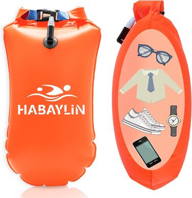 Надувна плавуча шийка 20L помаранчевого кольору для дорослих та дітей - безпечний тримач для плавання у відкритій воді та триатлону