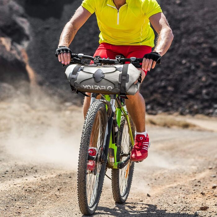 YourVelo Велосумка на кермо 9 л, водонепроникна, 340 г, сіра, фронтальна сумка для велосипеда, для байкпакінгу