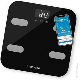 Ваги-аналізатор Medisana BS 602 до 180 кг з Wi-Fi/Bluetooth, для вимірювання жиру, води, м'язової та кісткової маси, сумісні з додатком VitaDock+