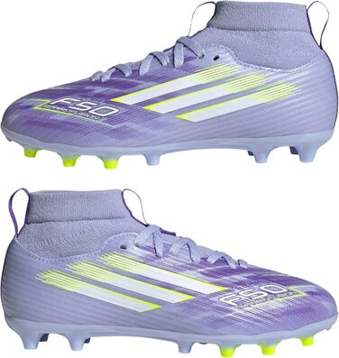 Дитячі футбольні бутси adidas F50 SPARKFUSION League W для штучного та твердого покриття, розмір 31.5 EU, фіолетовий, лимонний, пурпурний кольори