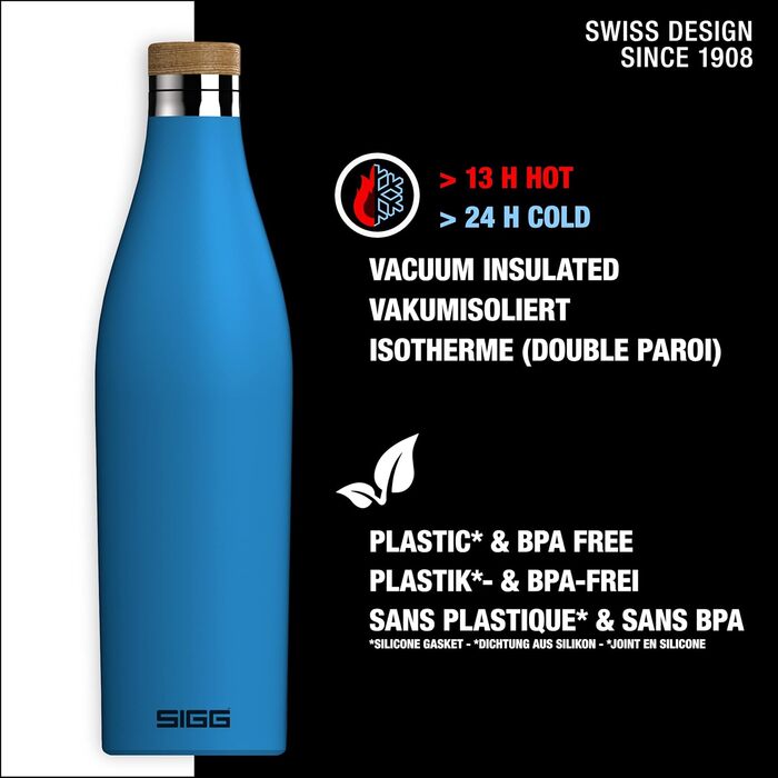 Термос пляшка SIGG Meridian з нержавіючої сталі 0,5/0,7 л, ізольована, герметична, BPA-free, бамбукова кришка