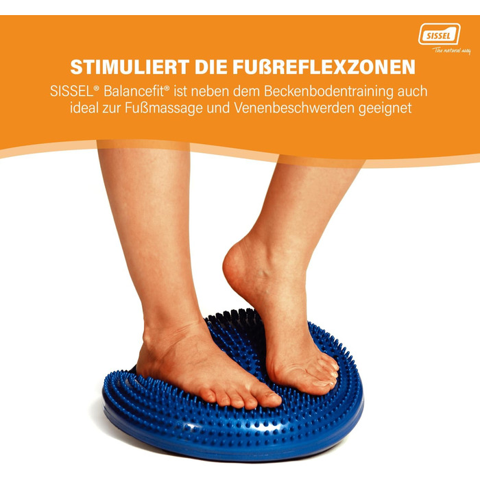 SISSEL® Balancefit® - балансборд для тренування всього тіла, координації та масажу | Зроблено в Німеччині | Ø32 см, 7 см, до 130 кг, блакитний