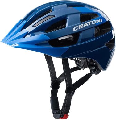 Шолом Cratoni Velo-X для велосипеда та роликів з LED-підсвіткою, легкий, синій глянцевий, S/M (52-57 см)