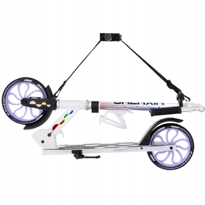 Самокат RAVEN Galaxia Holo 200мм з кошиком, дзвінком та LED-колесами